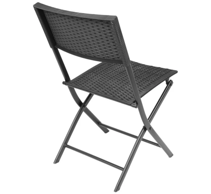 BALKONOVÝ NÁBYTEK SET STŮL 58X58X70CM A 2 ŽIDLE ČERNÁ