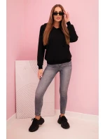 Dámská bavlněná mikina s kapucí a kapsami černá