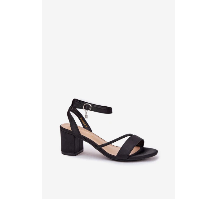 Dámské Sandály Na Podpatku Se Zirkony 20268 Černé Vinceza