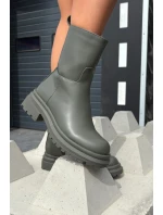 Dámské kotníkové boty na platformě a plochém podpatku Zelené Levira Dámské kotníkové boty na platformě a plochém podpatku Zelené Levira