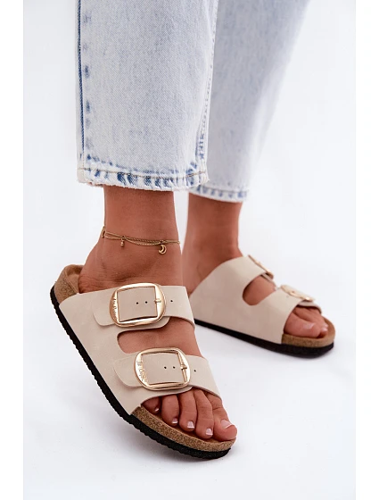 Dámské pantofle s podrážkou a přezkami  Béžové model 22123002 - Lee Cooper