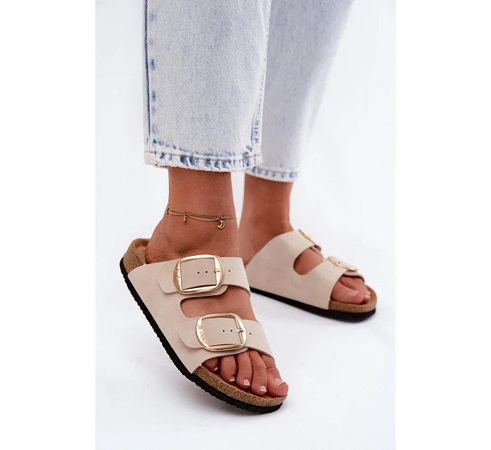 Dámské pantofle s podrážkou a přezkami  Béžové model 22123002 - Lee Cooper