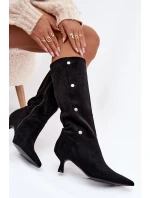 Dámské kozačky s ozdobnými detaily Hovelle – černé Dámské kozačky s ozdobnými detaily Hovelle – černé
