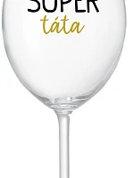 SUPER TÁTA - čirá sklenice na víno 350 ml