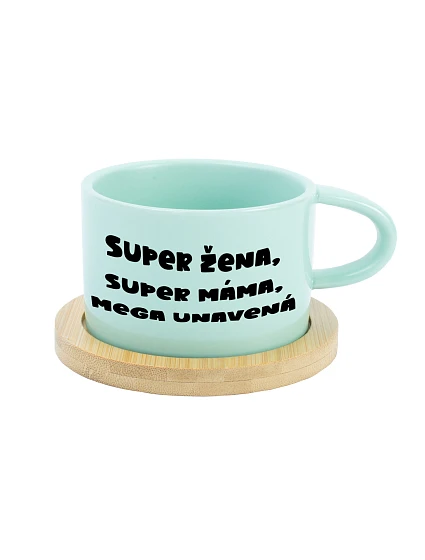 SUPER ŽENA, SUPER MÁMA, MEGA UNAVENÁ. - mint hrníček makronka 200 ml SUPER ŽENA, SUPER MÁMA, MEGA UNAVENÁ. - mint hrníček makronka 200 ml