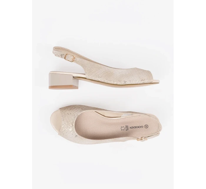 Pohodlné  sandály dámské hnědé na širokém podpatku