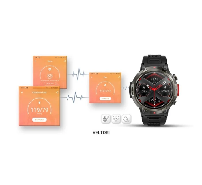 Černý silikonový řemínek model 21805555 - VELTORI