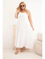 Dámské viskózové šaty na zavazovacích ramínkách bílá