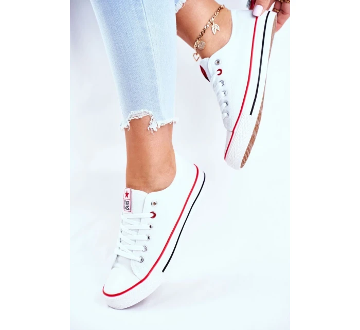 Dámské Klasické Tenisky Bílé S červeným model 21527834 - Boto Dámské Klasické Tenisky Bílé S červeným model 21527834 - Boto