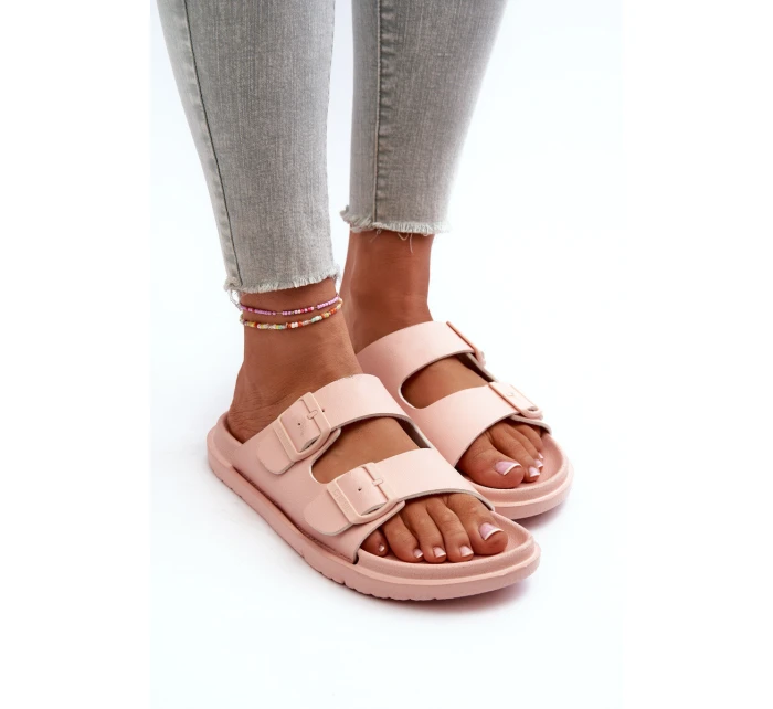 Lehké dámské pěnové pantofle s přezkami Big Star model 21660731 růžové - Big Star Shoes Lehké dámské pěnové pantofle s přezkami Big Star model 21660731 růžové - Big Star Shoes