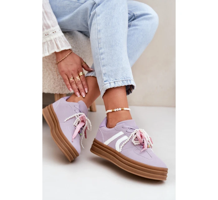 Dámské Tenisky Na Platformě S Ozdobami Fialové model 21688396 - Boto Dámské Tenisky Na Platformě S Ozdobami Fialové model 21688396 - Boto