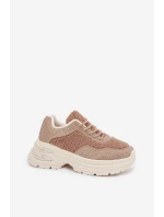 Dámské tenisky s krystaly a beránkovým kožíškem béžové Zarika Dámské tenisky s krystaly a beránkovým kožíškem béžové Zarika