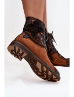 Kožené dámské kotníkové boty z pravé kůže na nízkém podpatku Maciejka 07004-29 camel