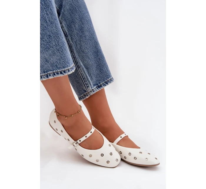 Dámské baleríny se stříbrnými prvky bílé Marivon