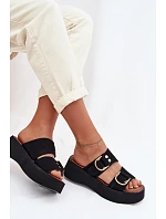 Dámské sandály se zlatými sponami Černé model 22039857 - Boto