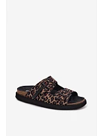Dámské pantofle na platformě s přezkami  Leopardí vzor model 22147519 - D.Franklin