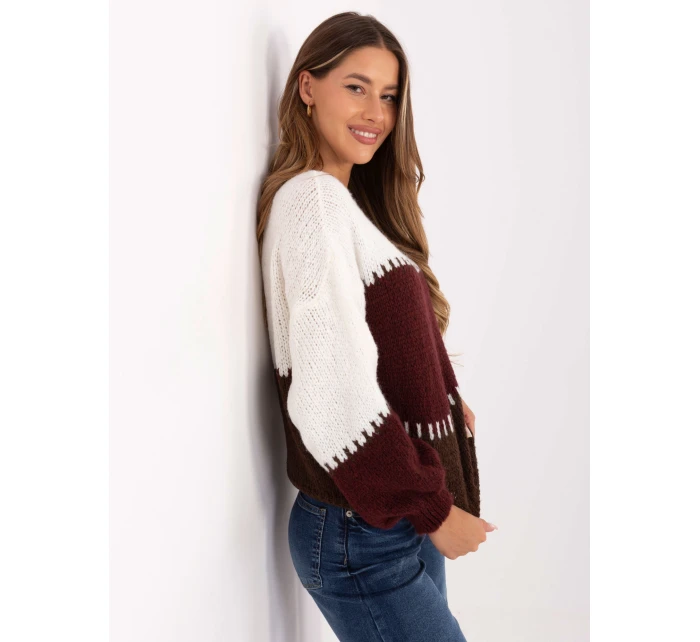 Sweter MI SW model 21314474 bordowy - FPrice Sweter MI SW model 21314474 bordowy - FPrice