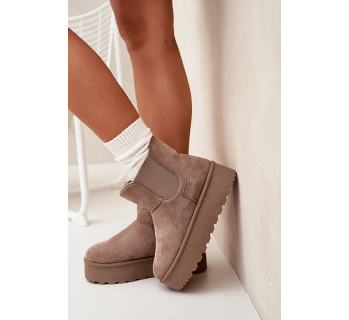 Dámské sněhule s elastickou vsadkou Kiora – khaki Dámské sněhule s elastickou vsadkou Kiora – khaki