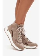 Dámské sportovní kotníkové boty na platformě z přírodního semiše Zazoo – béžové Dámské sportovní kotníkové boty na platformě z přírodního semiše Zazoo – béžové