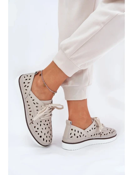 Dámské polobotky LR51-610 Světle béžová s ecru - S.Barski