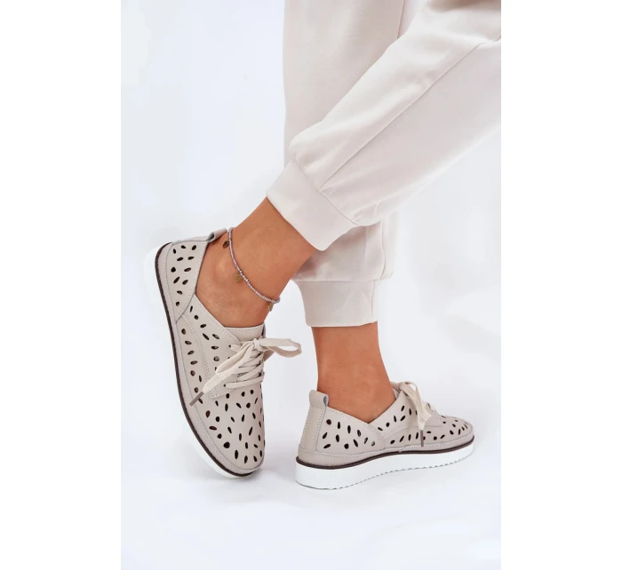 Dámské polobotky LR51-610 Světle béžová s ecru - S.Barski