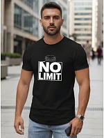 Pánské bavlněné tričko s potiskem No limit černé FashionStreet NX0129R Pánské bavlněné tričko s potiskem No limit černé FashionStreet NX0129R