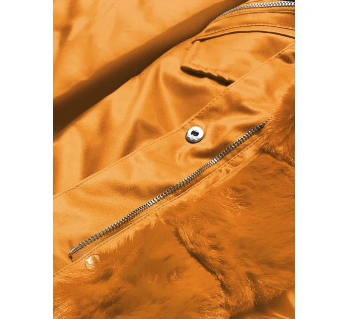 Oranžová dámská bunda parka damska s kožešinou (5m762-254) Oranžová dámská bunda parka damska s kožešinou (5m762-254)