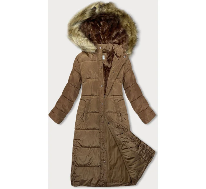 Dlouhá dámská zimní bunda ve velbloudí barvě model 21246579 - MELYA MELODY