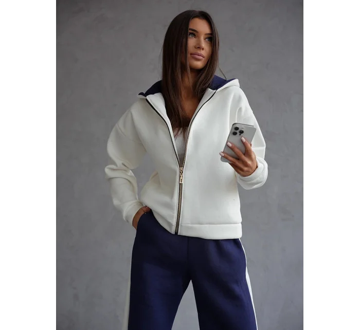 modrý hrubší dámský bavlněný komplet s rozepínací mikinou model 20905694 - Moon