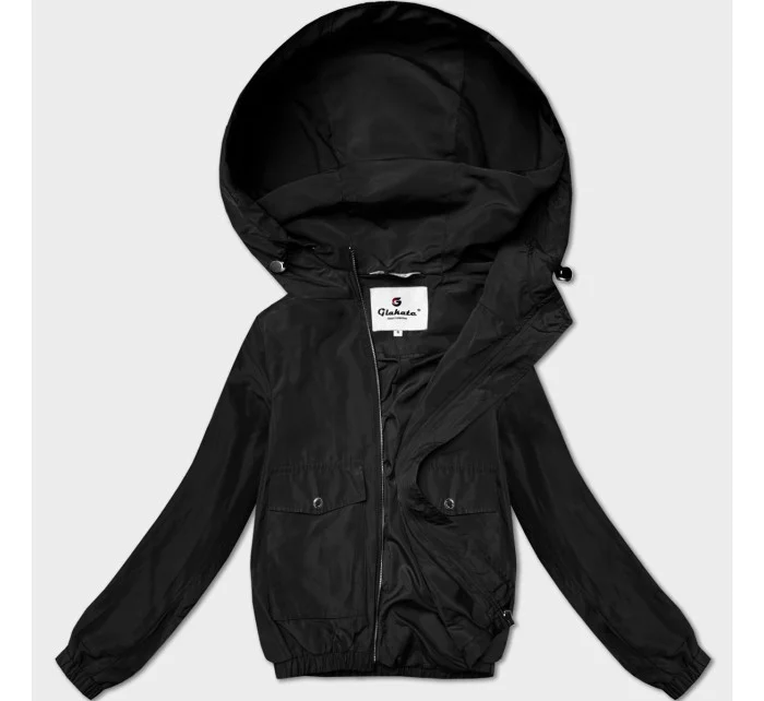 Tenká černá krátká dámská bunda s podšívkou model 21061446 - Glakate Tenká černá krátká dámská bunda s podšívkou model 21061446 - Glakate