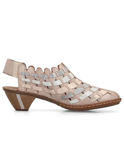 Dámské kožené pohodlné elastické polobotky na podpatku model 22063240 - Rieker Dámské kožené pohodlné elastické polobotky na podpatku model 22063240 - Rieker