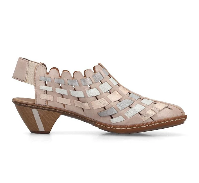 Dámské kožené pohodlné elastické polobotky na podpatku Rieker 46778-64 Dámské kožené pohodlné elastické polobotky na podpatku Rieker 46778-64