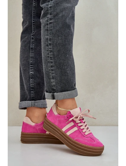 Zazoo N1068S4 Dámské semišové sneakersy na platformě fuchsie
