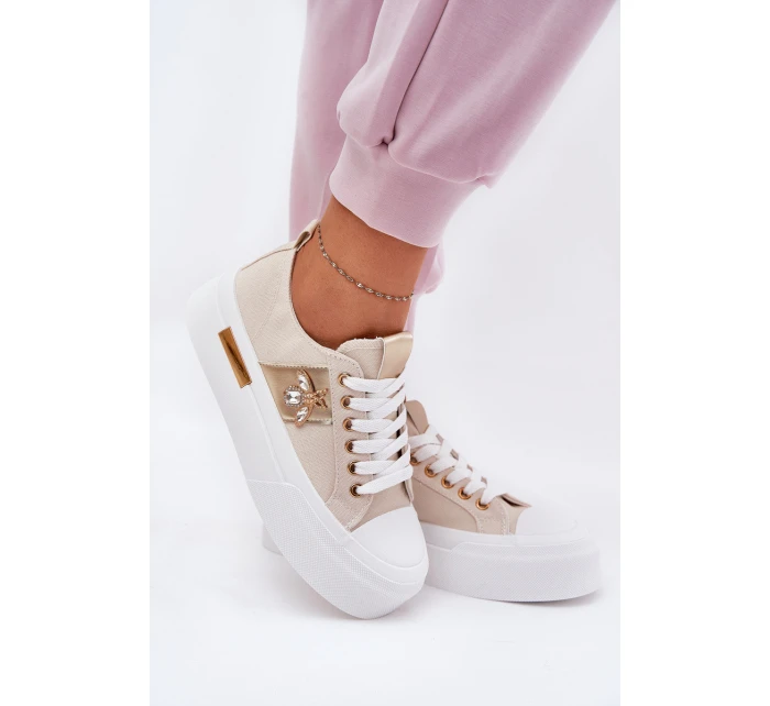 Dámské Tenisky Na Platformě S Dekorativním Detalem Béžové Annisae