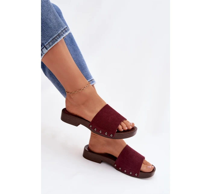 Dámské nazouváky s přezkami na nízkém podpatku Bordó Amelvessa