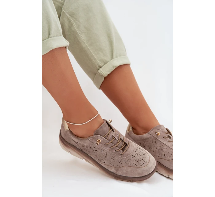 Kožené dámské tenisky s  šedé model 22026514 - SERGIO LEONE