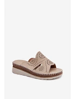 Kožené dámské sandály na platformě model 22101277 béžové - S.Barski Kožené dámské sandály na platformě model 22101277 béžové - S.Barski