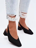 Materiálové dámské sandály na podpatku Černé Marcelle