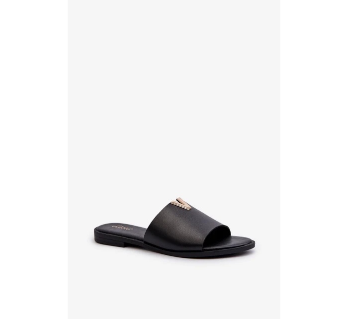 Dámské pantofle z eko kůže na plochém podpatku, černá Maliha Dámské pantofle z eko kůže na plochém podpatku, černá Maliha