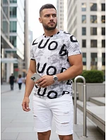 Pánské tričko s potiskem světle šedé FashionStreet RX5675