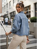 Dámská džínová bunda s odřenou modrou FashionStreet TY5688
