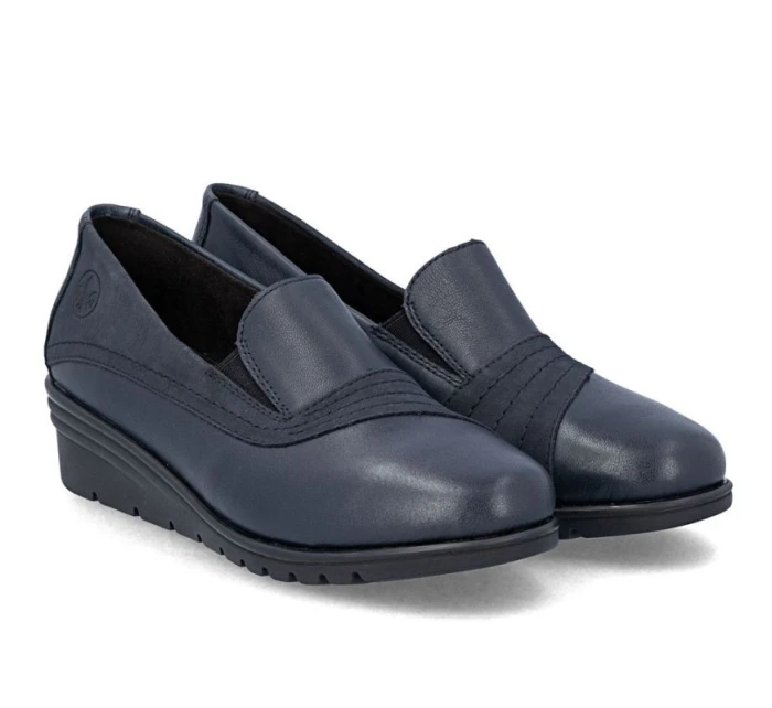 Dámské kožené boty na platformě v tmavě modré barvě model 21910589 - Rieker Dámské kožené boty na platformě v tmavě modré barvě model 21910589 - Rieker