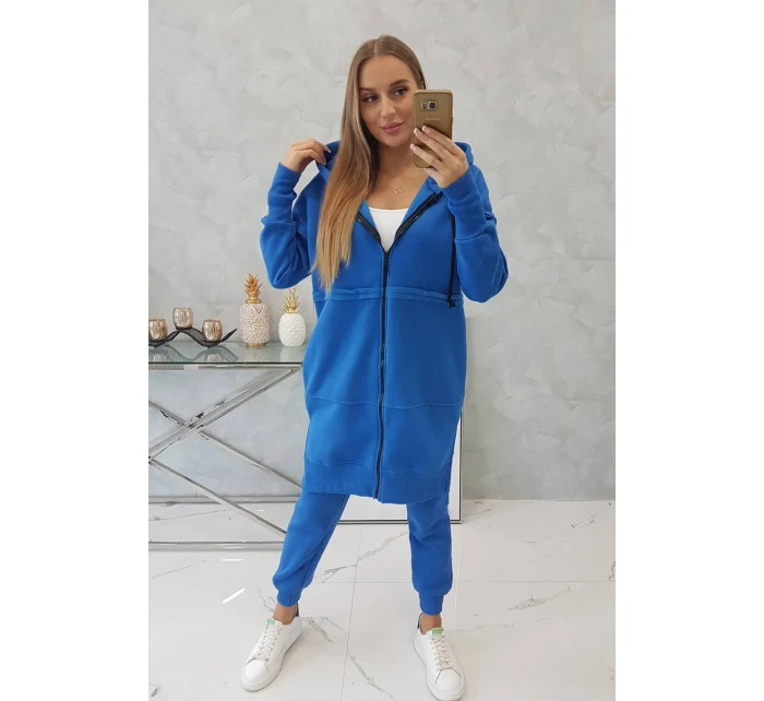 Hřejivá souprava s dlouhou mikinou chrpově modrá