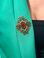 Brož XZ459-107 zlatá + červená