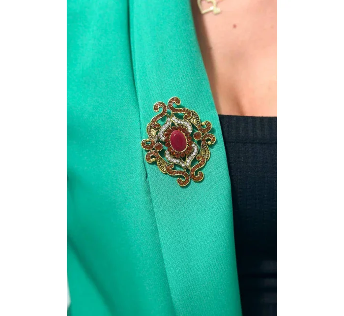 Brož XZ459-107 zlatá + červená Brož XZ459-107 zlatá + červená