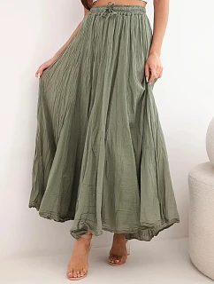 Dámská maxi bavlněná sukně s gumičkou v pase camelová