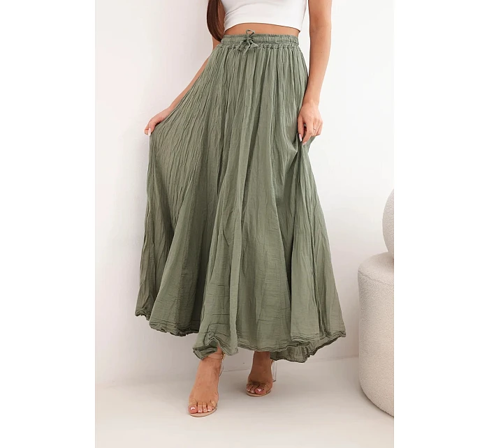 Dámská maxi bavlněná sukně s gumičkou v pase camelová Dámská maxi bavlněná sukně s gumičkou v pase camelová