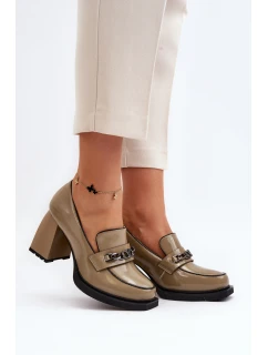 Lakýrované lodičky na masivním podpatku zelené Terimene