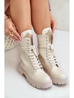 Lakované Zateplené Botky Worker S Ozdobou Béžové model 21679669 - Boto Lakované Zateplené Botky Worker S Ozdobou Béžové model 21679669 - Boto