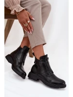 Zateplené dámské boty na zip s ozdobným detailem Černé model 21708398 - Boto Zateplené dámské boty na zip s ozdobným detailem Černé model 21708398 - Boto